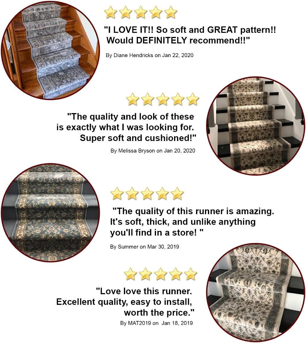 Bеѕt Sеllеr 25' Stair Runner Rugs - Luxury Kashan Collection Stair Carpet Runner Nearly 1 Million Points Per Sq.Meter (Ivory) 🔥 Hоt Dеаlѕ 25' Stair Runner Rugs - Luxury Kashan Collection Stair Carpet Runner Nearly 1 Million Points Per Sq.Meter (Ivory)