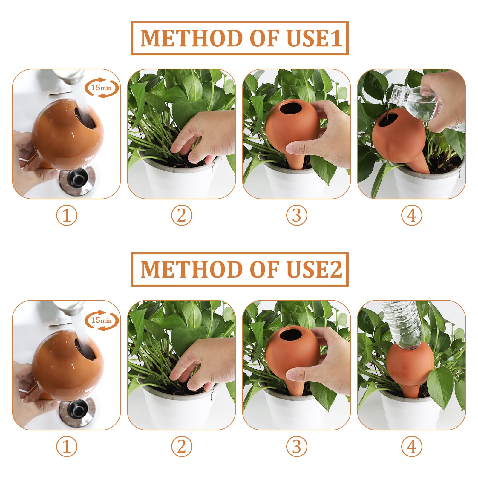 EXLECO 8X 360ml Conos para Plantas Dispositivos Grande Regador de Bolas de Riego Automatico Macetas de Terracota Dispensador de Agua para Plantas Automática Botella de Riego de Agua de Planta