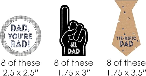 Miniatura 2 de Big Dot of Happiness Juego de 24 pajitas decorativas de papel a rayas con texto en inglés My Dad is Rad, para fiesta del Día del Padre