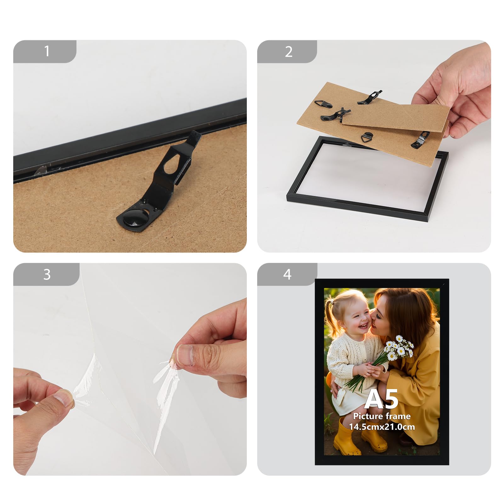 Hoikwo A5 Photo Frame Pack of 3, Black A5 Picture Frame for Wall or Tabletop Display - 14.8x21cm - Image 4
