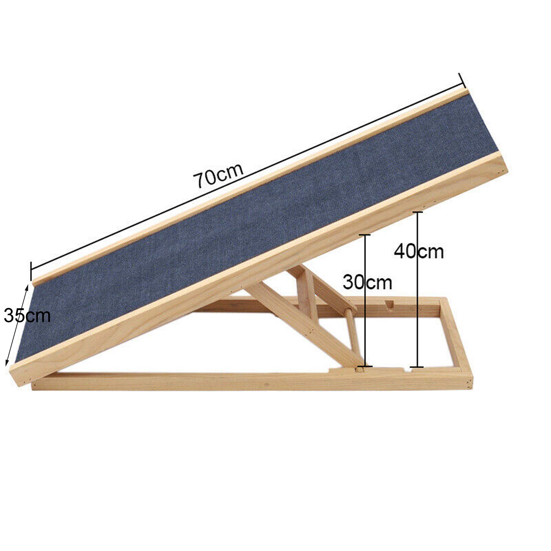 DayPlus Massivholz Hunderampe für Auto, 2 Höhenverstellbare, Welpe Hunderampe Sicherheit Haustier Rampe, mit Rutschfesten Teppich Haustiere Leiter, H 30-40cm