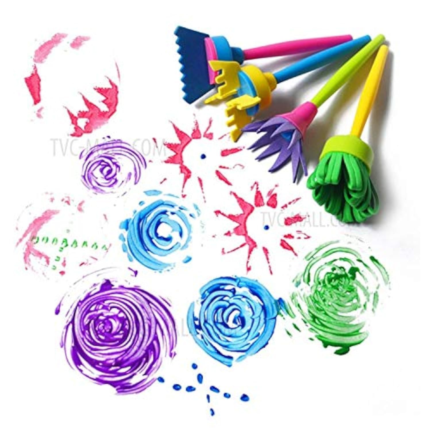 DEZIINE® 4 pcs DIY Mophead Sponge Paint Brush Set for Early Learning Kids (B08P5SMH63) Amazon Price History, Amazon Price Tracker