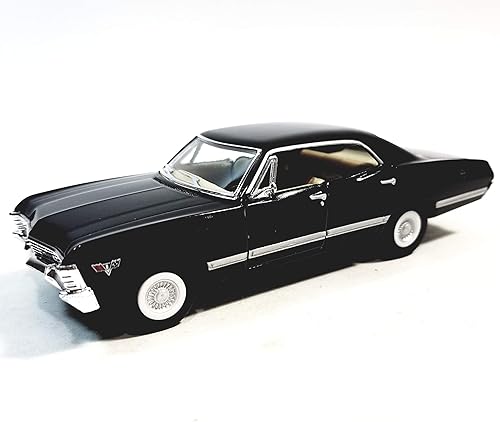 Kinsmart Jet Black 1967 Chevy Impala 4 puertas Hardtop 143 O Escala Diecast Car