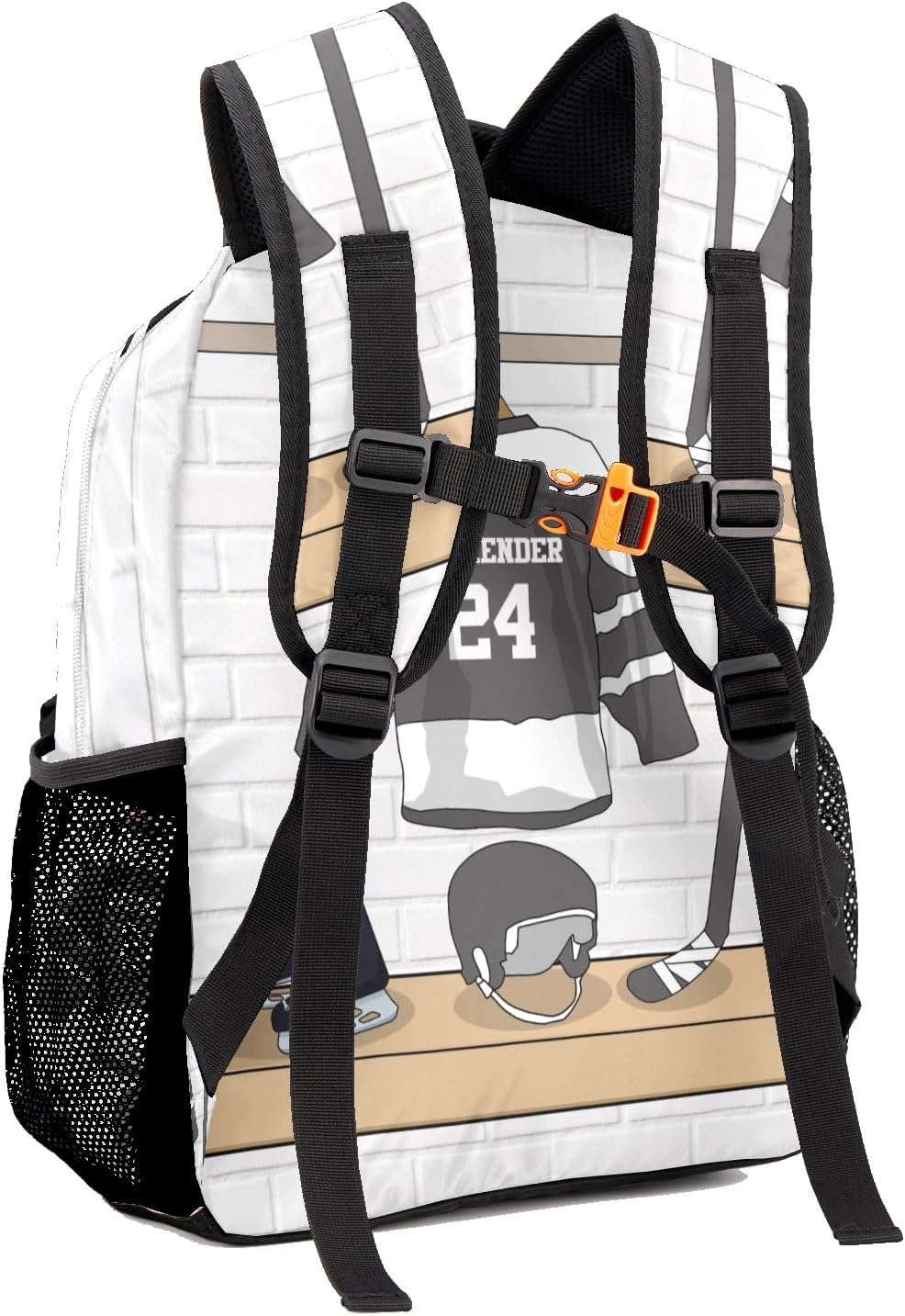 Ice Hockey Sport Player Number Grey Personalized School Backpack for Teen Kid-Boy/Girl Daypack Travel Bookbag