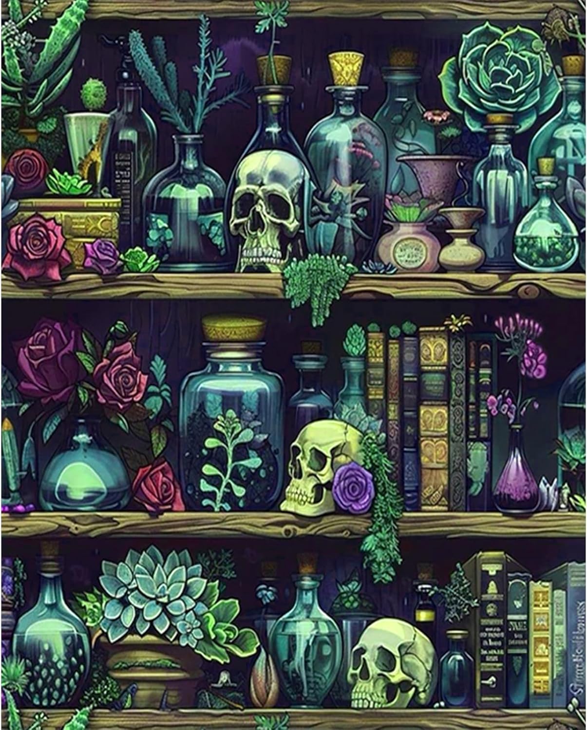 PHANTASYART Gothic Bookshelf Paint by Numbers for Adults, Bookshelf Painting by Numbers for Adults, DIY Acrylic Painting Kits for Relaxation, Gifts and Home Wall Decor 12x16in — image 1