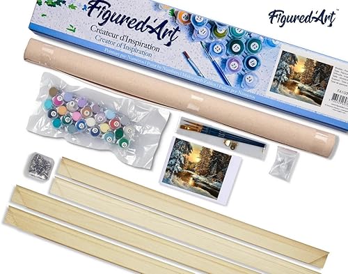 Vista 257 de Figured'Art - Juego de pintura por números, lienzo enrollado sin marco, para manualidades, para adultos, 16 x 20 pulgadas, jarrón de peonías