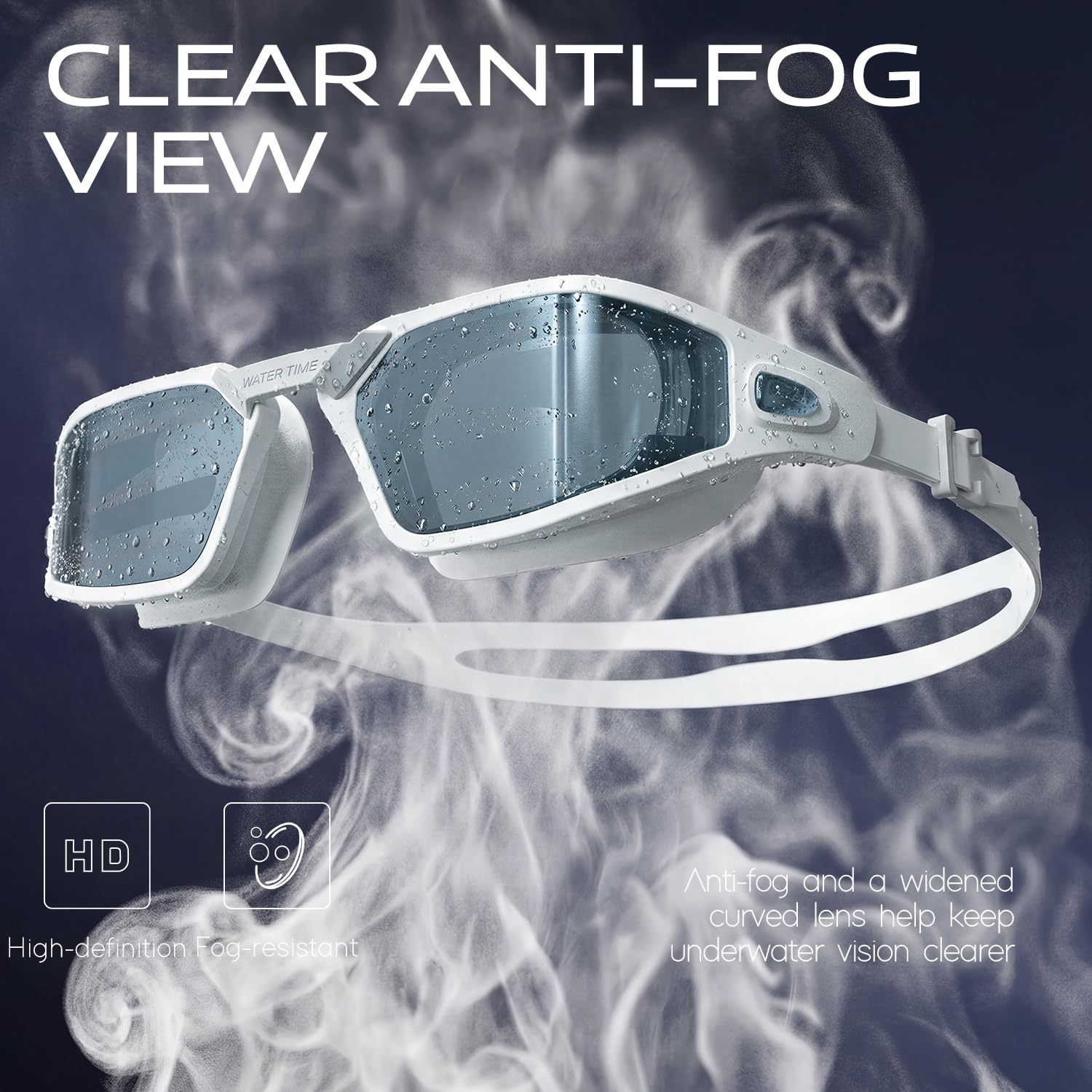 Occhialini da nuoto polarizzati unisex, per donne, uomini, ragazzi, ragazze, 100% anti-appannamento e anti-UV, occhiali alla moda (bianco)