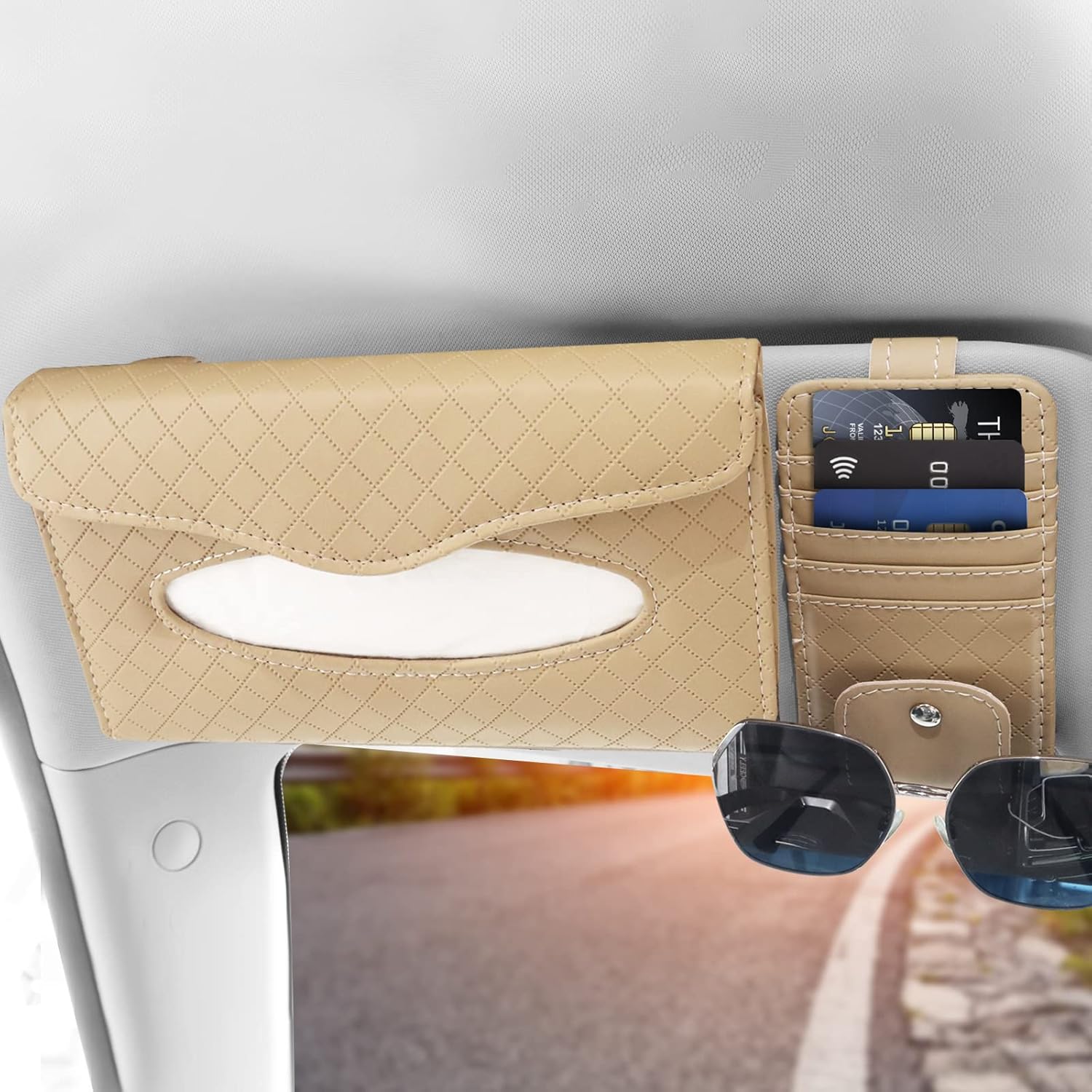 PAPERFUN Car Sun Visor Organizer & Car Tissue Holder Set