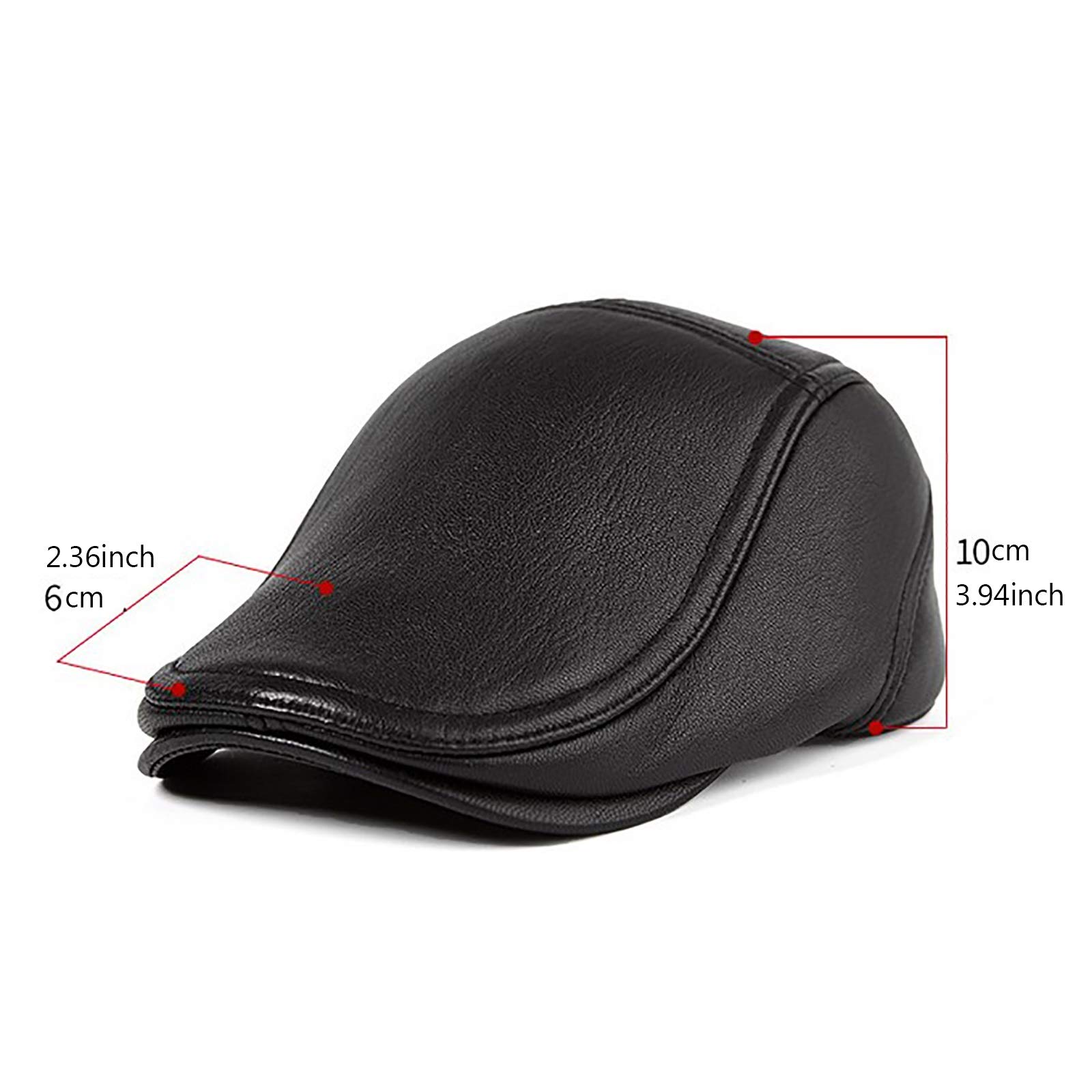 G&F Cappello Strillone Pelle Vera Berretto Uomini Cappellino Gatsby Pelle Pecora Cappello Piatto Bakerboy Inverno