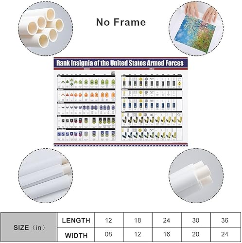 Miniatura 2 de Póster de rango militar de Estados Unidos, póster de insignia de soldado y oficial estadounidense, ejército, cuerpo de marina, fuerza aérea,