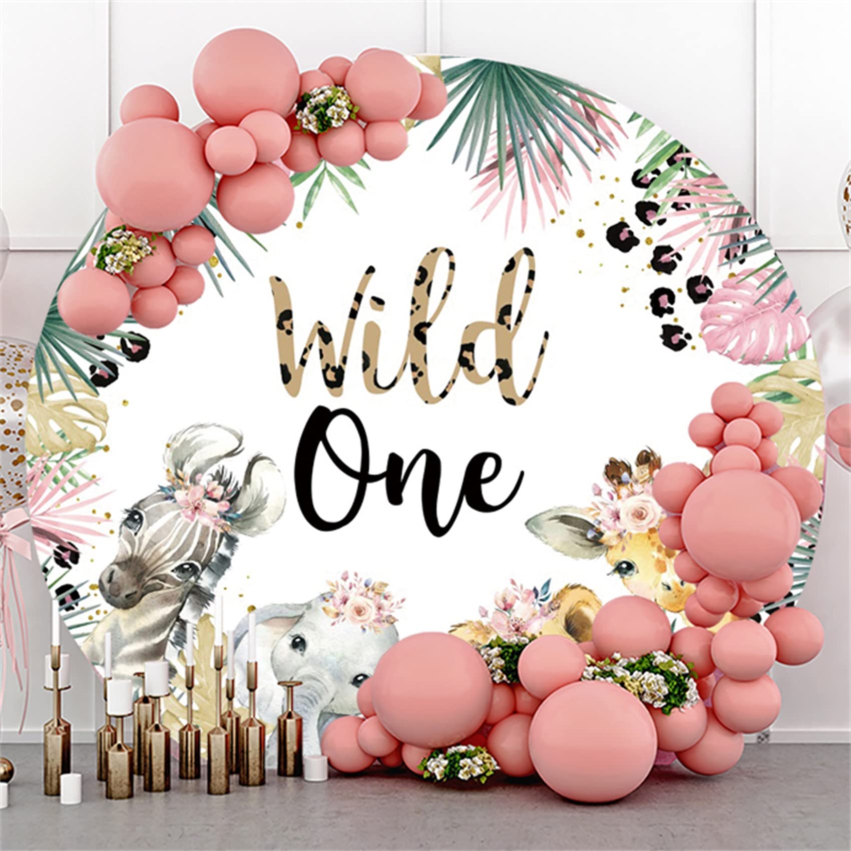 Jungle Safari Animal Backdrop - Wild One Round Photo Background For 1st Birthday Parties