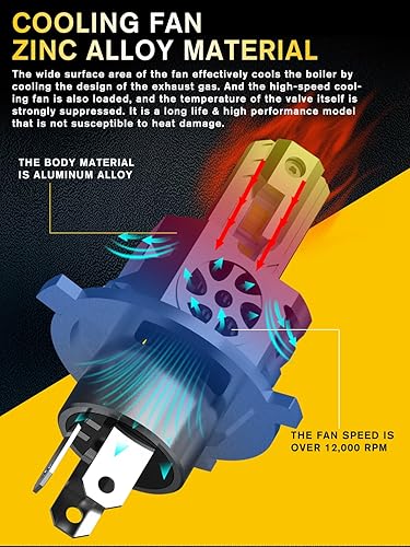 Miniatura 7 de BraveWAY Bombillas LED para faros delanteros H49003 de 100 W, 18000 lm, bombillas LED superbrillantes, 6500 K, blanco frío con ventilador de