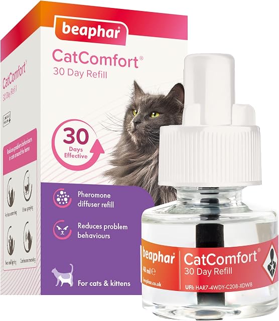 Beaphar | CatComfort Calming Diffuser Refill | Reduces Anxiety & Stress in Cats | Helps Ease Fear of Fireworks | Covers 70m² Area | Lasts Up To 30 Days