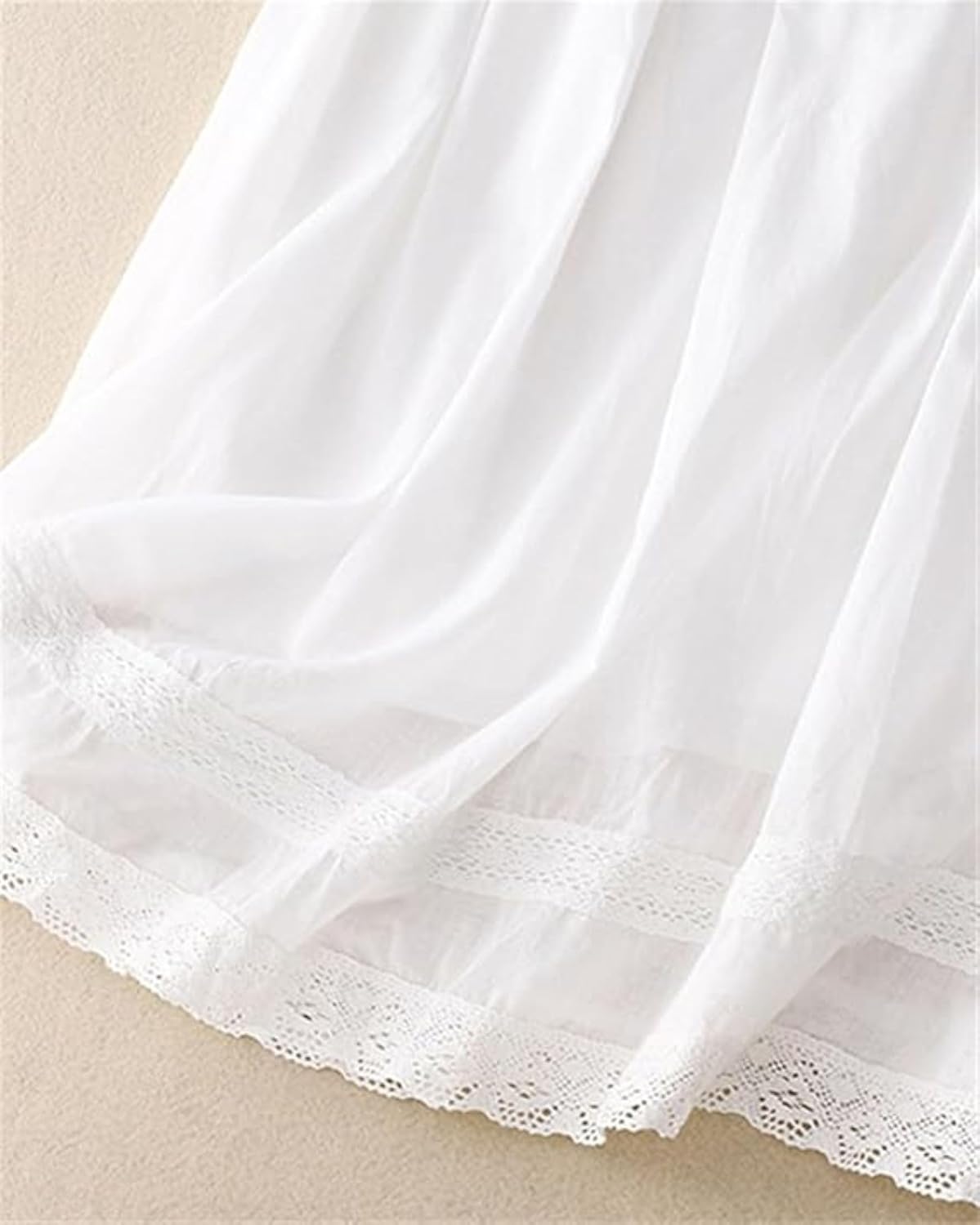 SANGTREE Women's Lace Cotton Linen Midi Skirt High Waisted A Line Flowy Swing Boho Long Skirts - Image 7