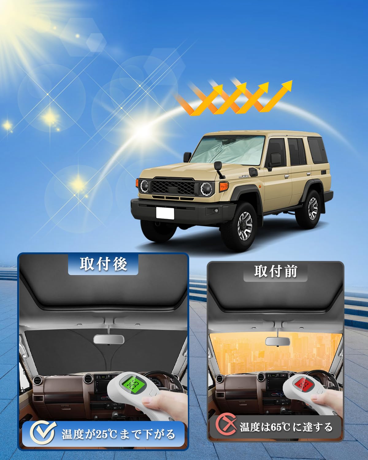 【Reey】トヨタ　ランドクルーザー 70系 サンシェード Amazon | ruiya 2023新型 トヨタ ランクル70 専用