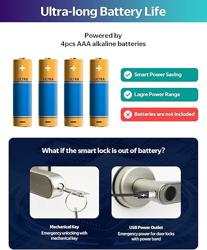 Miniatura 6 de Nuevo Cerradura inteligente Cerradura de puerta de huella digital TTLock Cerradura de puerta inteligente plateada Cerradura de puerta de entrada sin