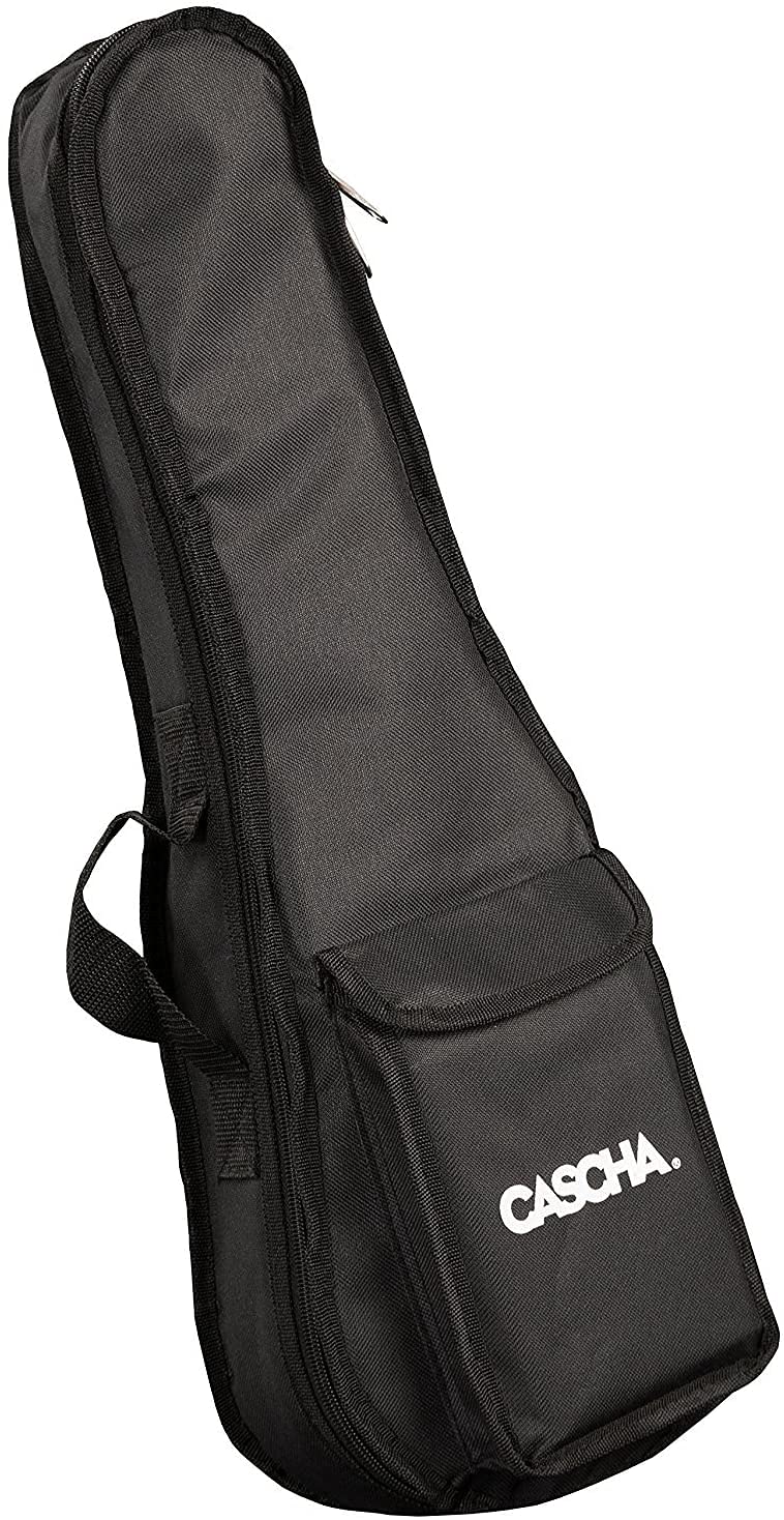 CASCHA HH 2027 FR Set de Ukulélé Soprano Premium Acajou avec une méthode en français, accordeur, sac rembourré, 3 plectres et cordes Aquila de qualité Marron