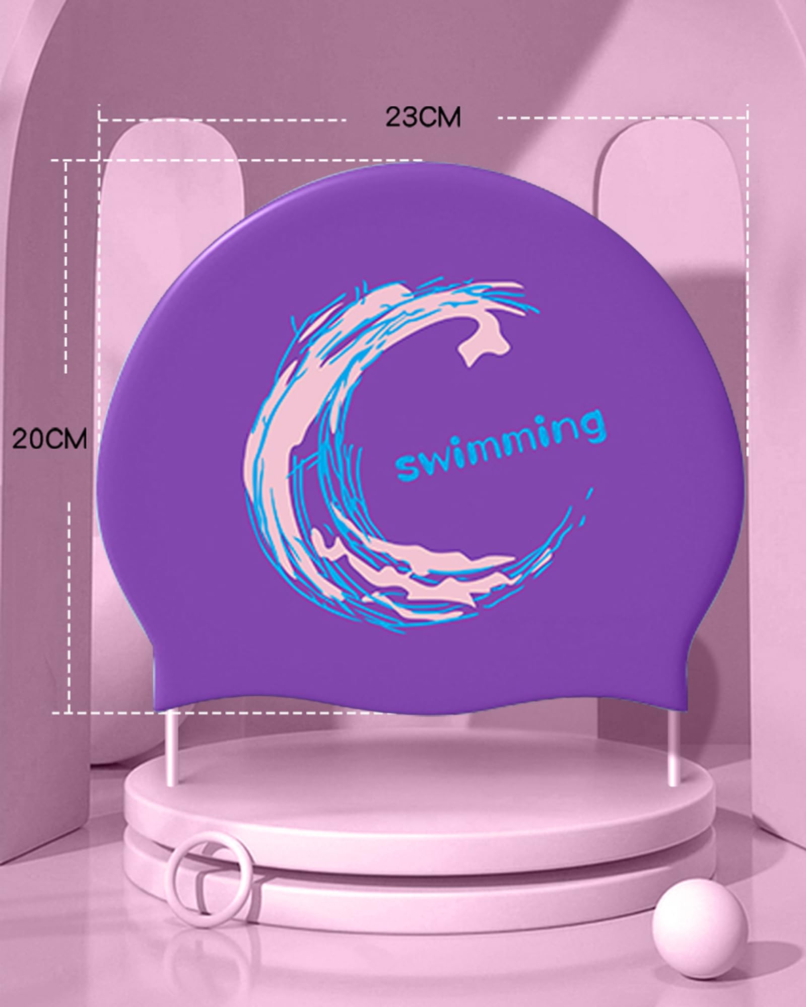 Swimming Cap - Silicone Swim Cap for Women Men Adults Teenagers (Purple) - Image 4