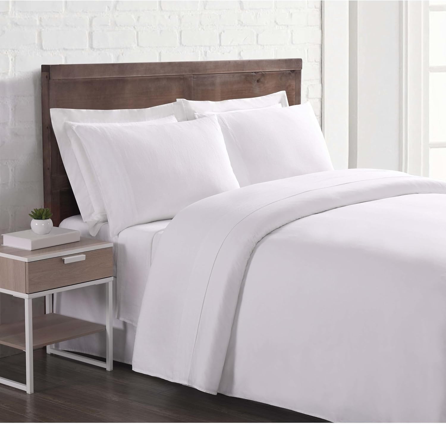 Brooklyn Loom Flax Linen 100% Linen Deep Pocket White 4-Piece King, All Season, Adult Size, Oeko-TEX Certified