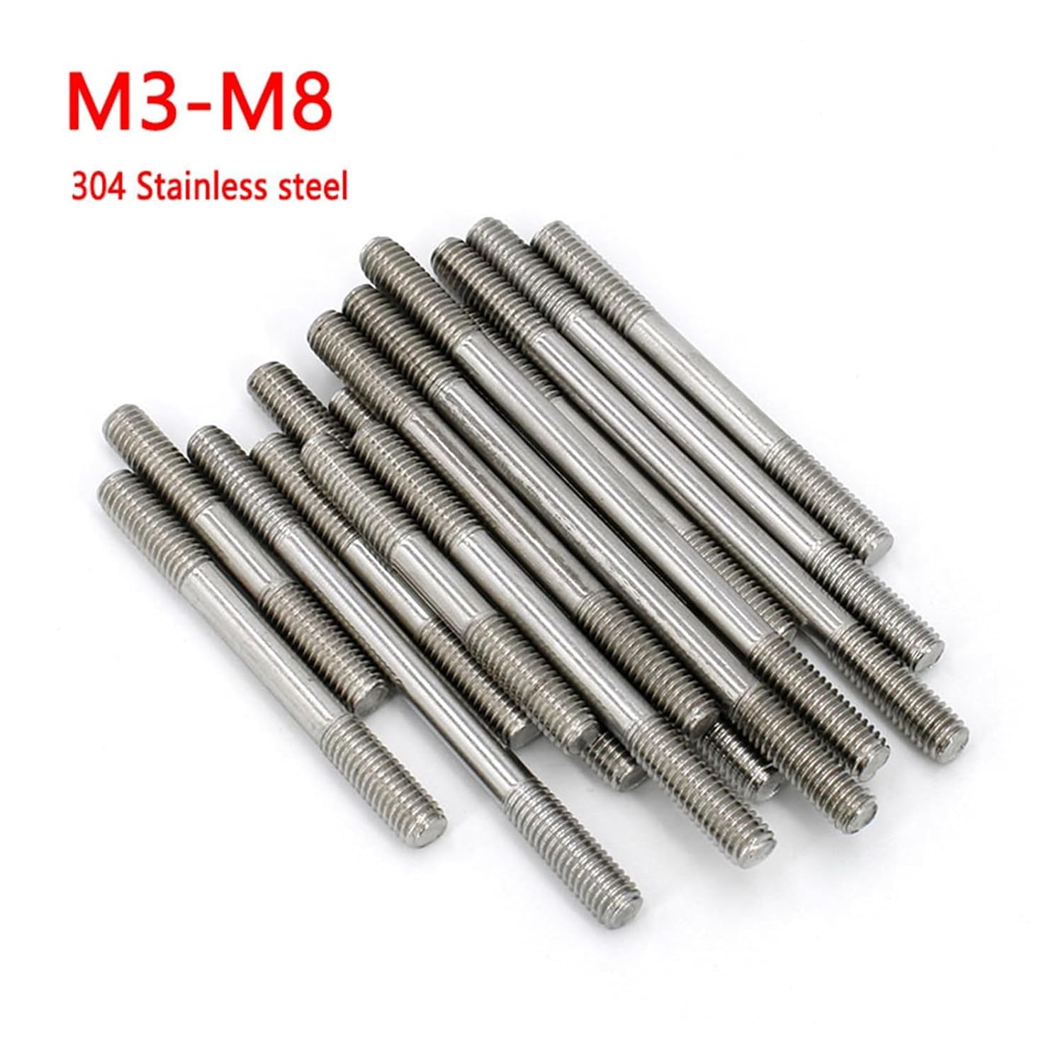 Threaded Rods, Fully Threaded Rods, 1pcs Double End Threaded Rod M3 M4 M5 M6 M8 304 A2 Stainless Steel Butt Stud Bolts Screw Tooth Stick Double Head Bar