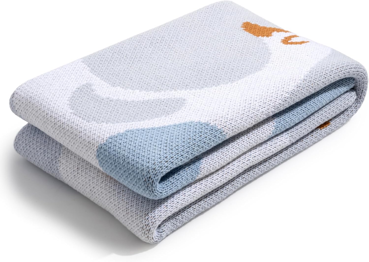 100% Organic Cotton Baby Blanket – Soft Knitted Breathable Swaddle Blanket for Crib & Stroller - Newborns, Infants & Toddlers – Hypoallergenic High Density Cotton Knit, 47x32 in (Goose, Blue)