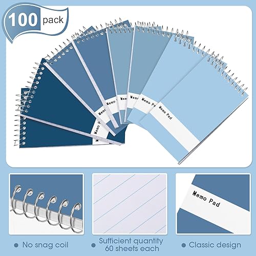 Miniatura 10 de 148 blocs de notas en espiral, blocs de notas en espiral de 3 x 5 pulgadas, pequeños cuadernos de notas con rayas universitarias, 60 hojasbloc,