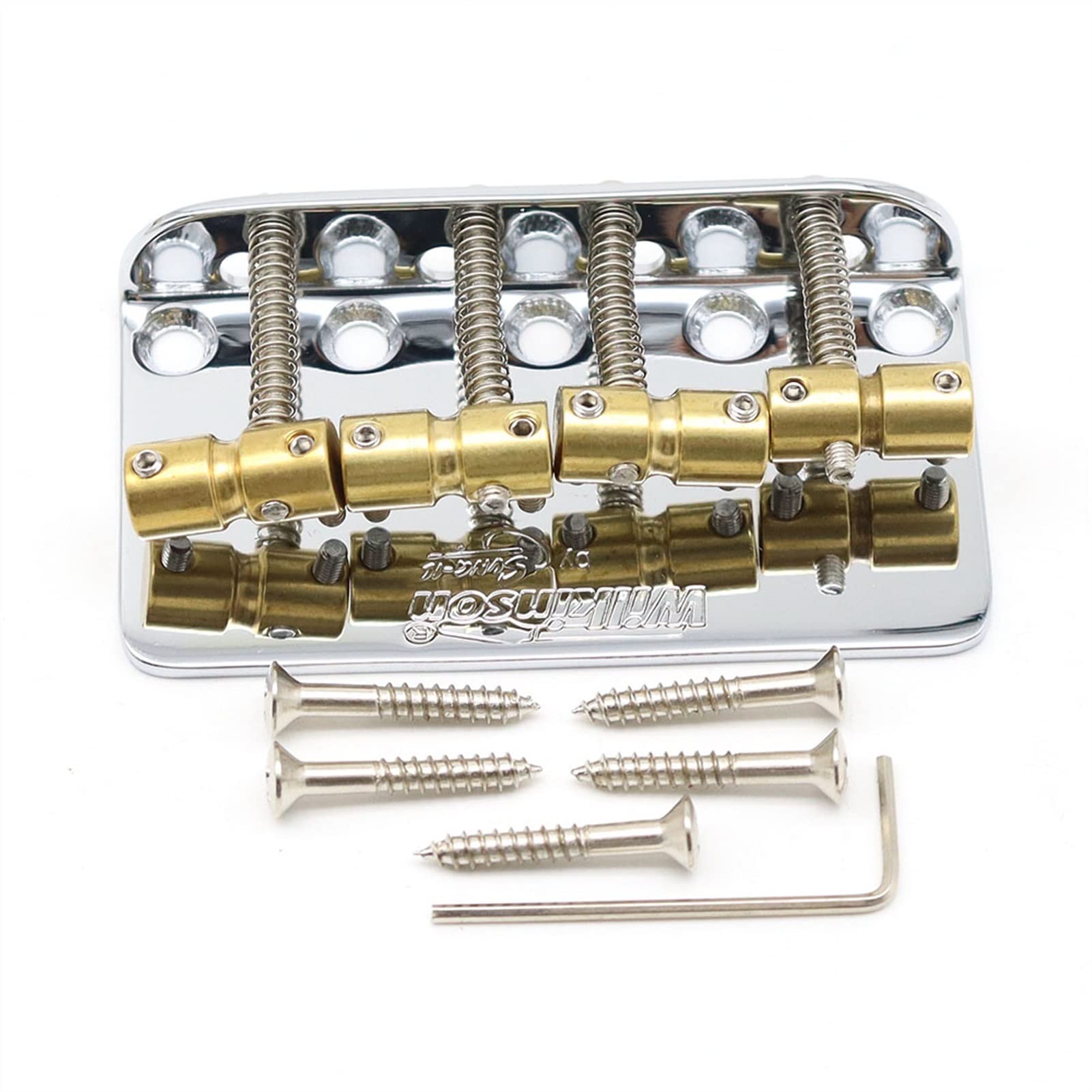 1set Guitar Bridge 4 String Bass Bridge Sillines Sillines Steel Placa Para Guitarra Eléctrica Puente guitarra(Chrome)
