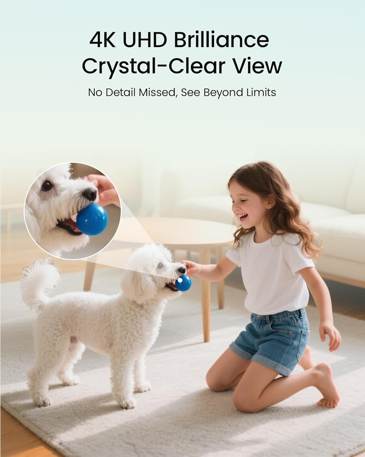 4K Indoor Security Camera, 360° PTZ Home Surveillance Camera with 64GB SD Card, AI Human/Pet/Baby Cry Detection, 2.4G/5G Dual-Band WiFi, Auto Tracking, Night Vision, One-Touch Call, 2-Way Audio