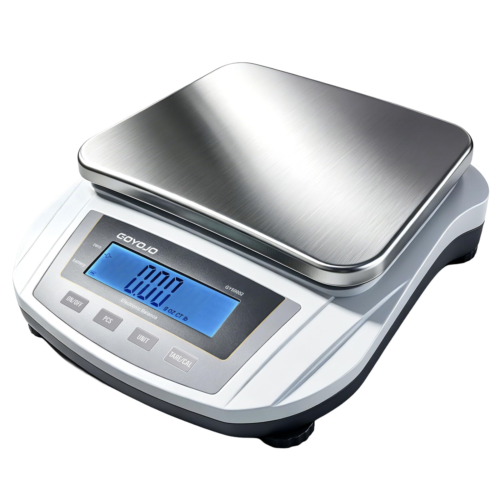 Photo 1 of GOYOJO Digital Analytical Balance and Lab Scale, 5000g Capacity, 0.01g Precision, Stainless Steel, Multi-Unit (g/oz/ct/lb) for Jewelry, Kitchen, and Lab – Reliable, Accurate, Easy to Use, Black Panel