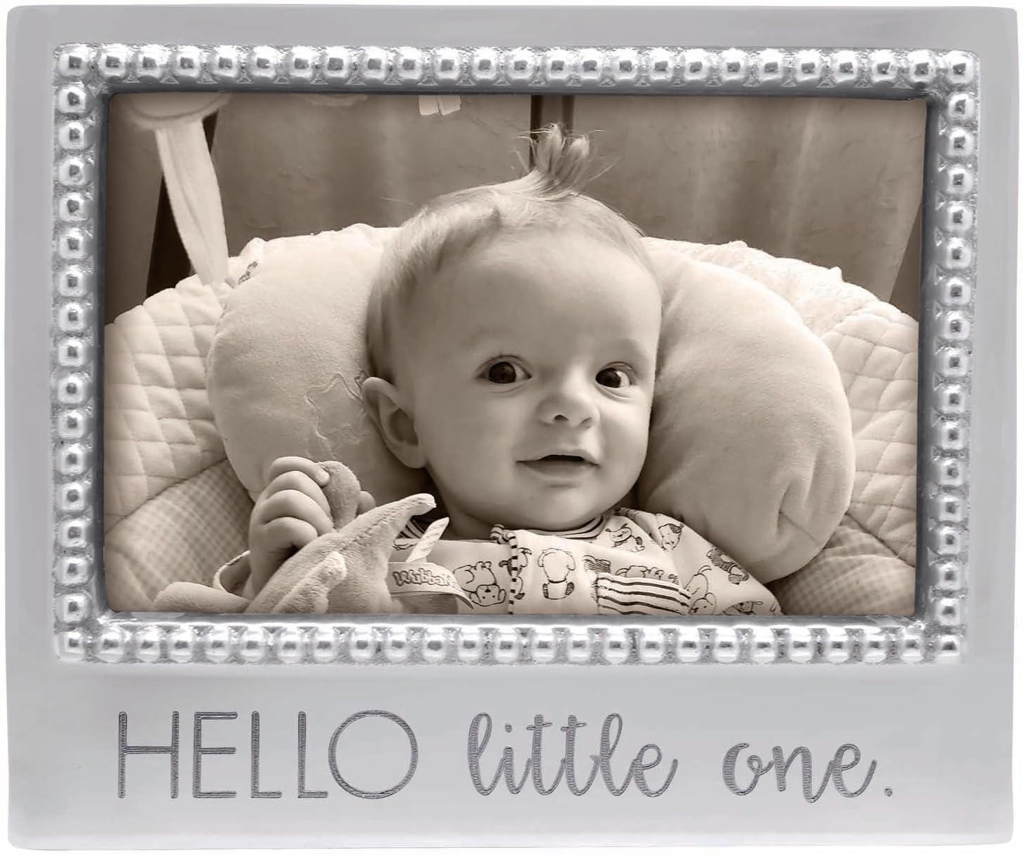 MARIPOSA Hello Little ONE Beaded 4X6 Frame | Silver | Brillante | Frames | Statement Frames | Recycled SANDCAST Aluminum | Handmade in Mexico