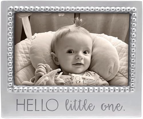 MARIPOSA Hello Little ONE - Marco con cuentas 4 x 6 pulgadas, plateado, brillante, marcos llamativos, aluminio SANDCAST reciclado, hecho a mano en