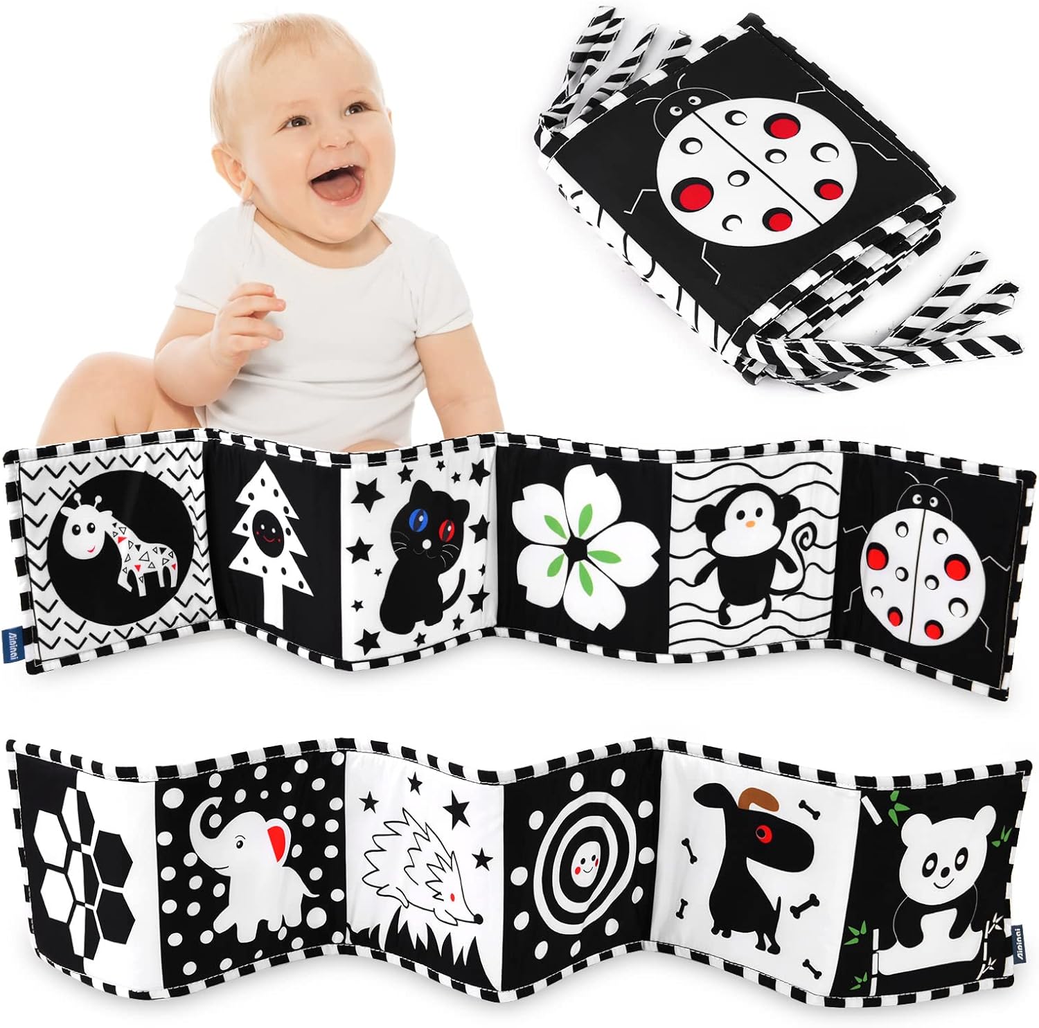 Vicloon Baby Soft Books, Baby Cloth Book, Black and White High Contrast