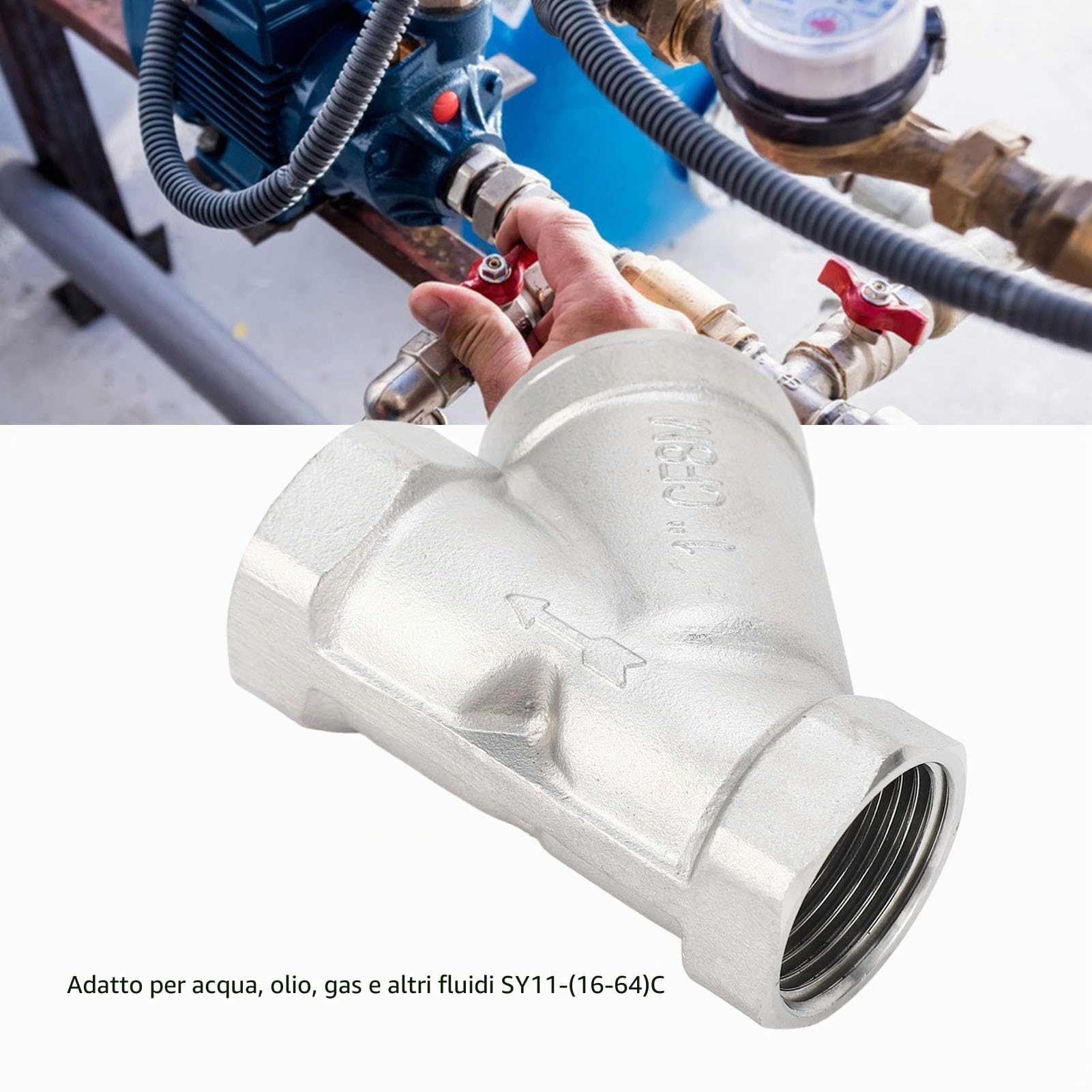 Filtro A Y In Acciaio Inox 304 1 Pollice DN25 – Per Acqua, Olio E Gas, Con Cartuccia Lavabile