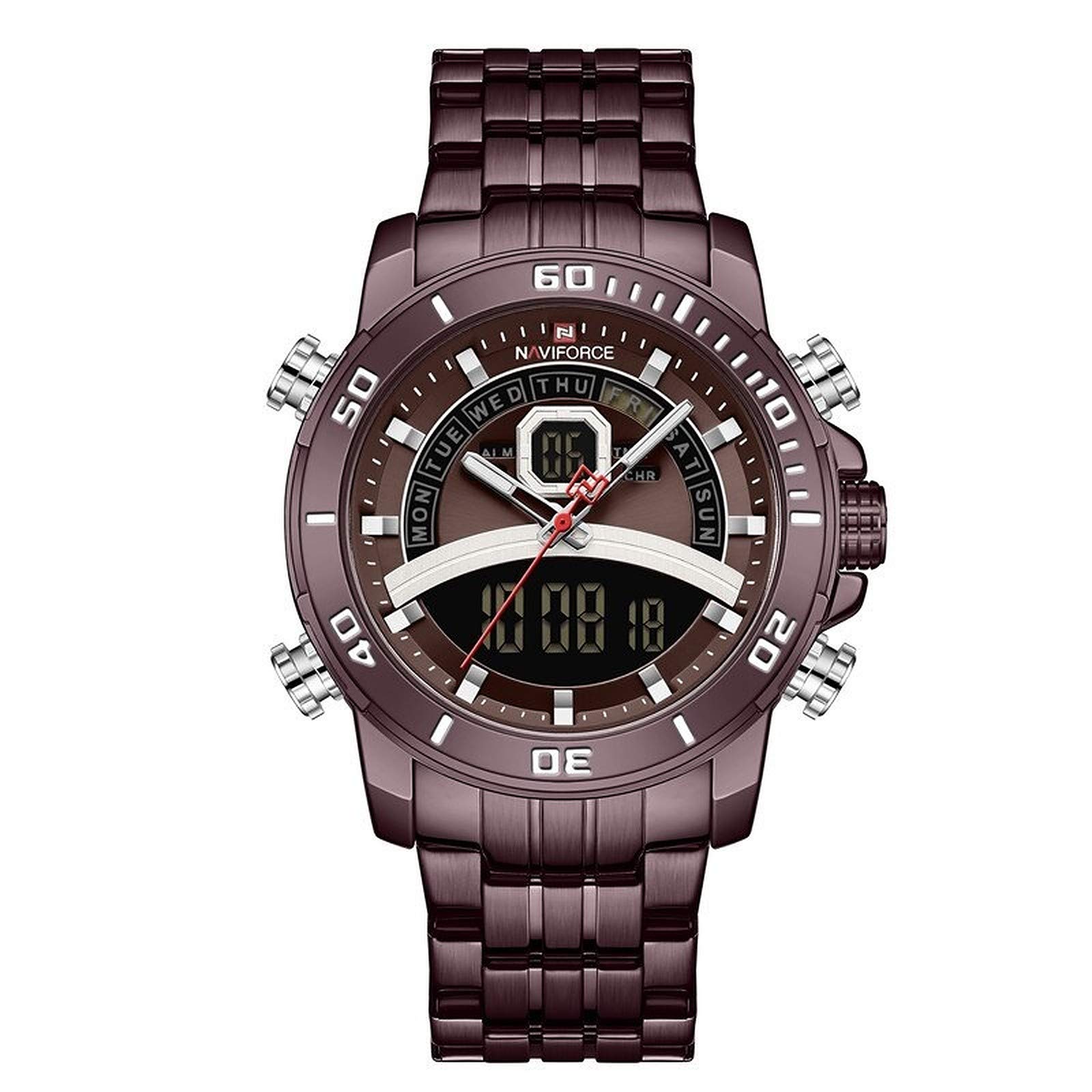 NAVIFORCE Business Watches Mens Digital Sport Military Quartz Wristwatch Stainless Steel Waterproof Clock Male Relogio Masculino (NF9181-CG) (B08NT88ZJ7) Amazon Price History, Amazon Price Tracker
