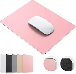 Mouse Pad, mouse pad de alumínio de metal rígido ouro rosa, dupla face, impermeável, controle rápido e preciso para escritório, casa e jogos, tamanho pequeno, 22 x 17 cm