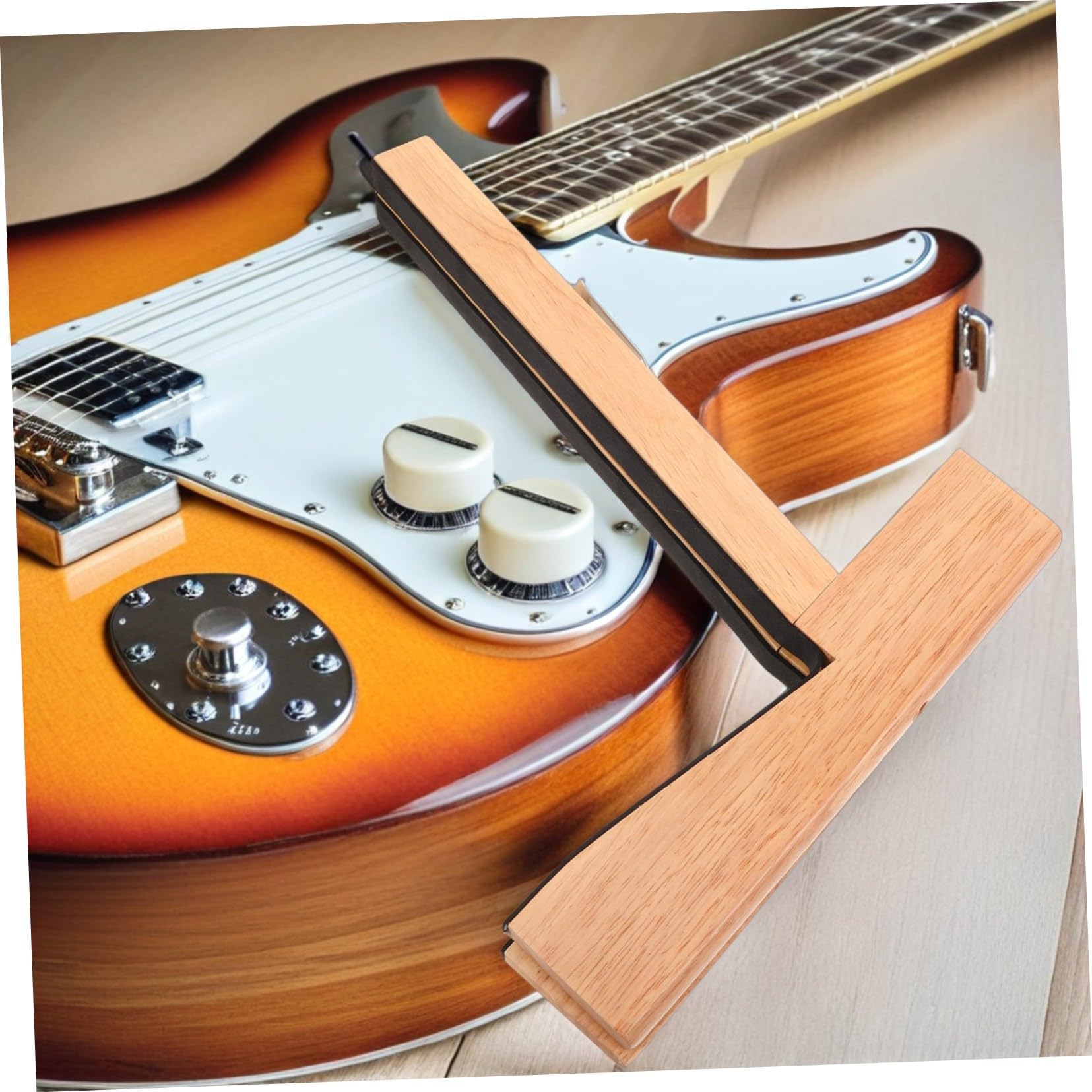 GALPADA I Do Stojaka Na Banjo Podróżnego Drewnianego Na Instrumenty Koncerty Akustyczną Solidną Gitarę Mandolinę Składaną Na Występy Drewnianą Lekką Podłogową Przenośną - Na