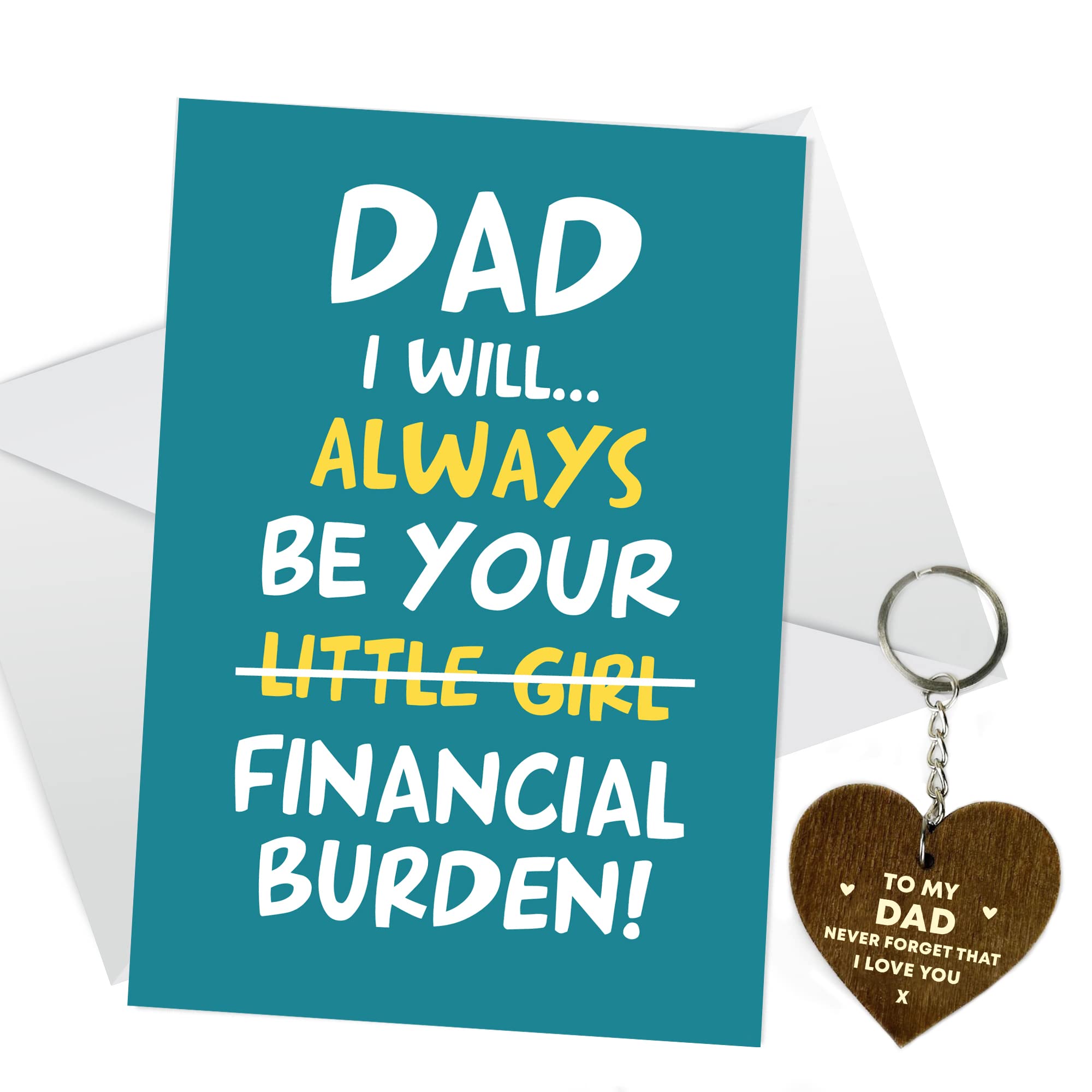 RED OCEAN Funny Gift For Dad From Daughter Fathers Day Card Dad Keyring Birthday Gift From Dad Daughter Gifts Keepsake Gift For Him Daddys Girl Gift