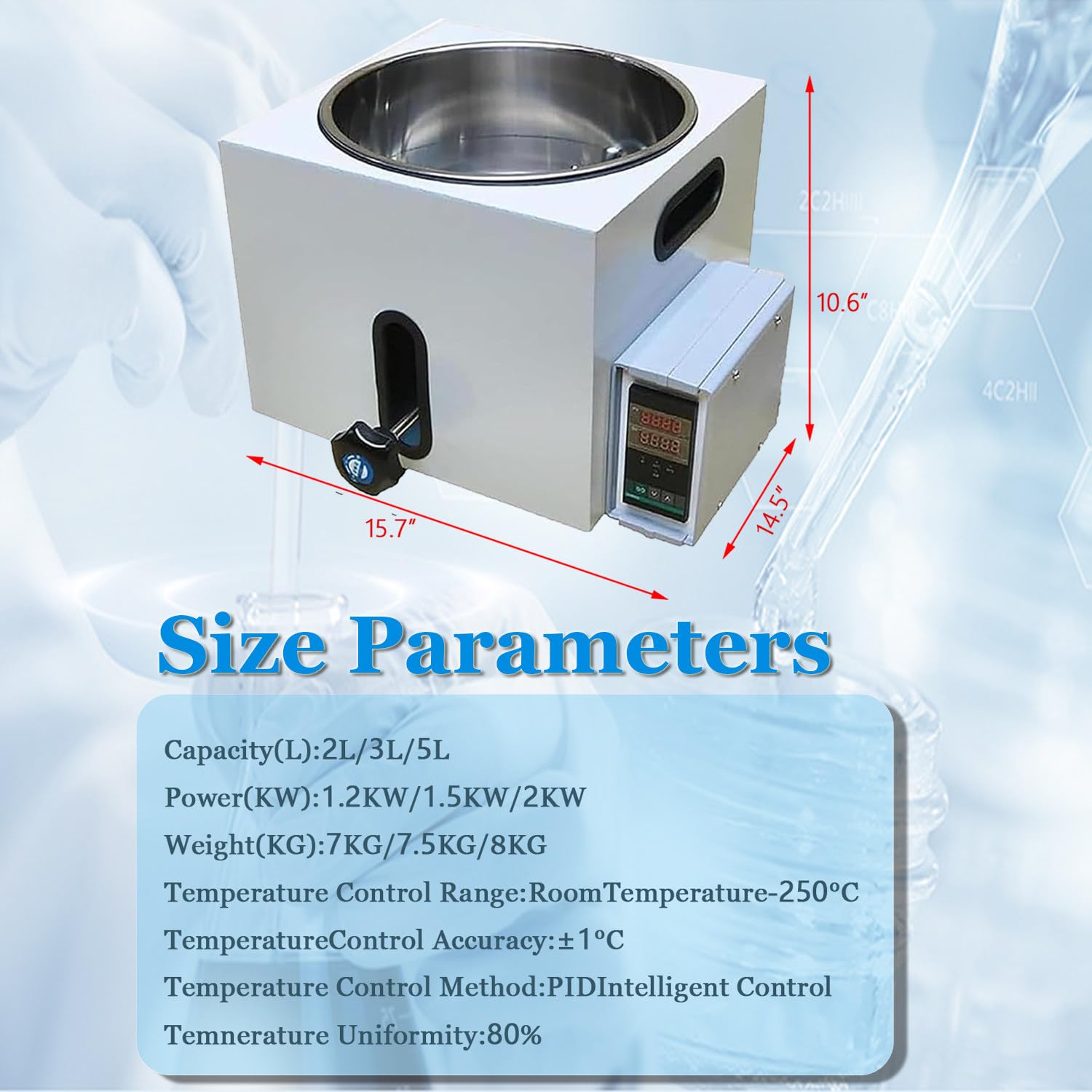 Baño María Laboratorio Termostático Digital,Calentador Baño Agua, Baño Agua Laboratorio Circulación Automática,Temperatura Precisa Control,para Uso En Laboratorio 5L