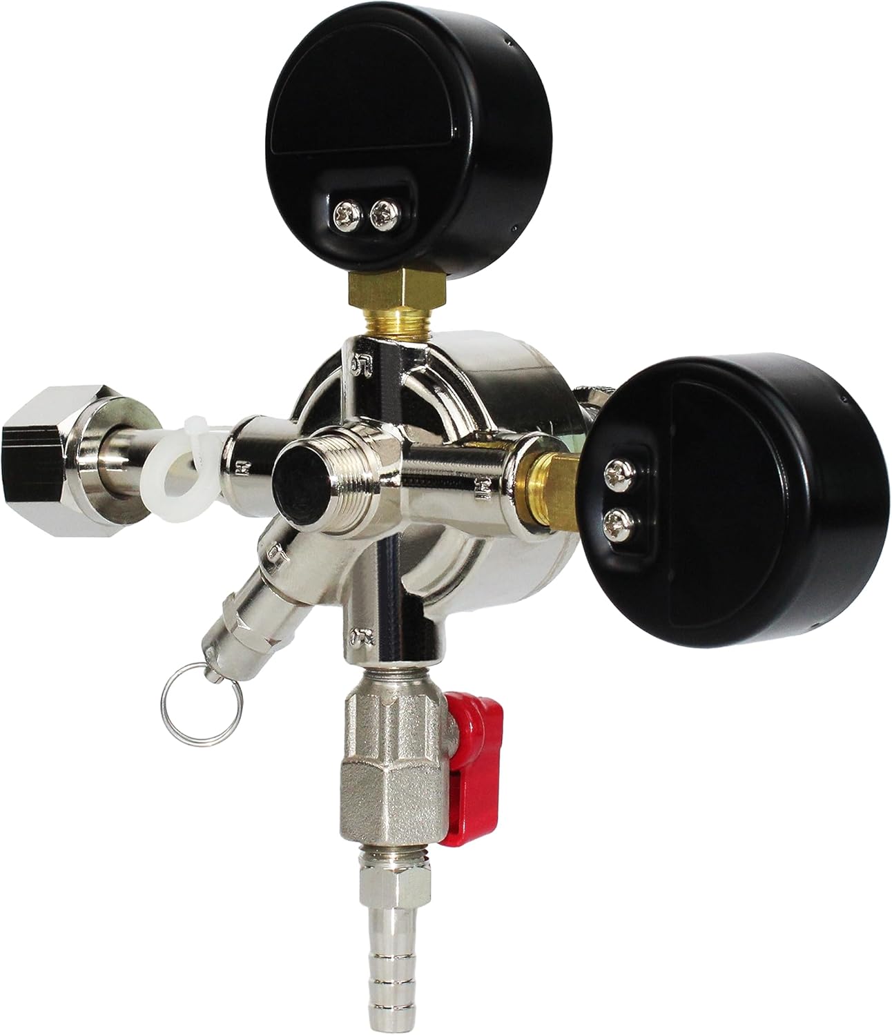 HFS(R) Heavy-Duty Double Gauge CO2 Regulator - Chrome Plated, Tool-less Flow Adjustment, 0-60PSI Adjustable Pressure, Auto-Safety, Draft Beer Homebrew System for CGA-320 Valve Tanks