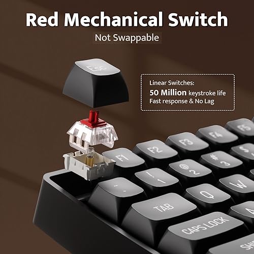 Miniatura 3 de darkFlash Teclado mecánico inalámbrico y mouse para oficina, combo de teclado y mouse de tamaño completo de 106 teclas, interruptores rojos lineales