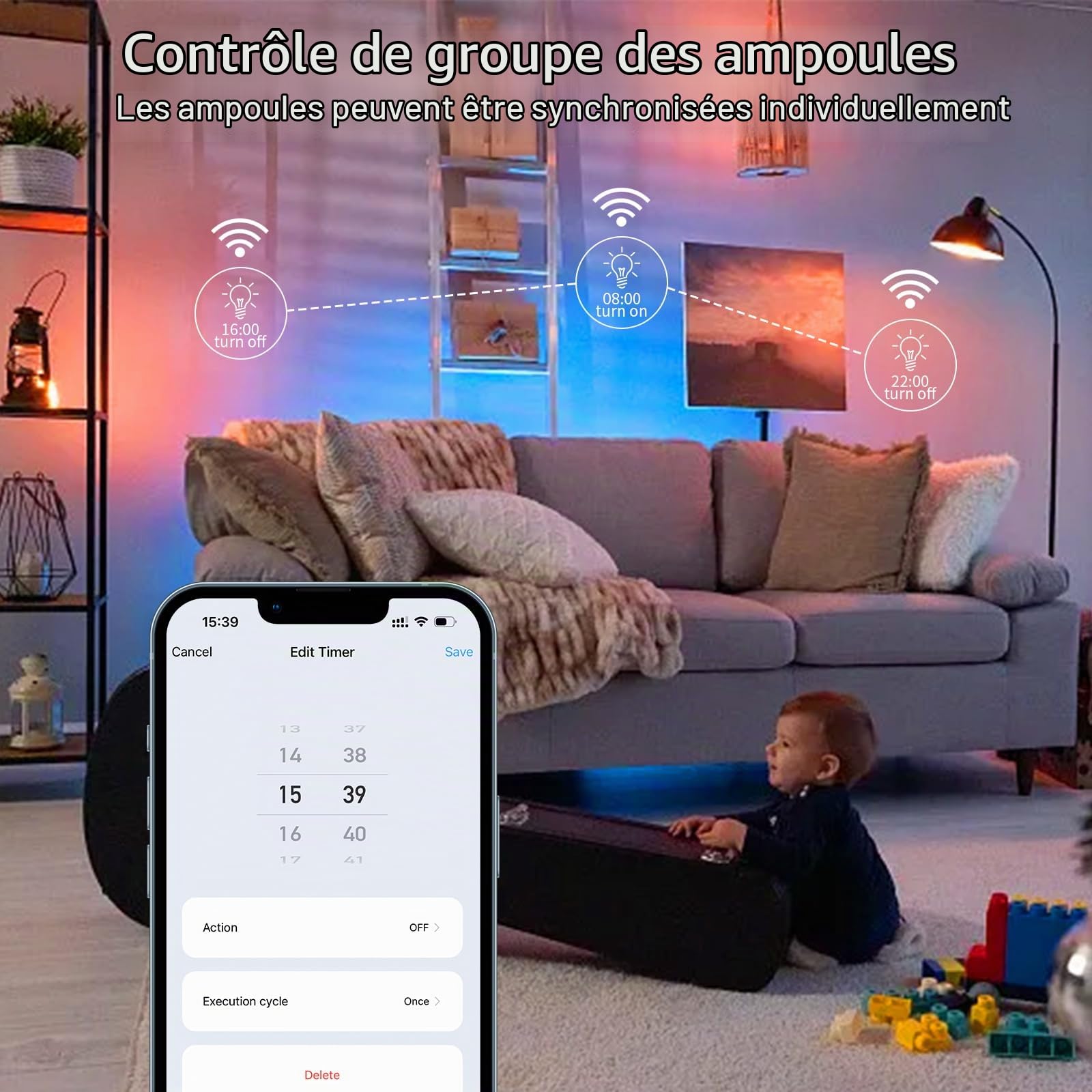 Ampoules LED Wi-Fi RGBCW Smart G9,Compatibles Alexa /Google Home,AC 220V Multicolores à Intensité Variable,2700K-6500K,Luminosité Réglable de 1% à 100%,4W,400LM, Synchronisation Musicale, Pack de 3