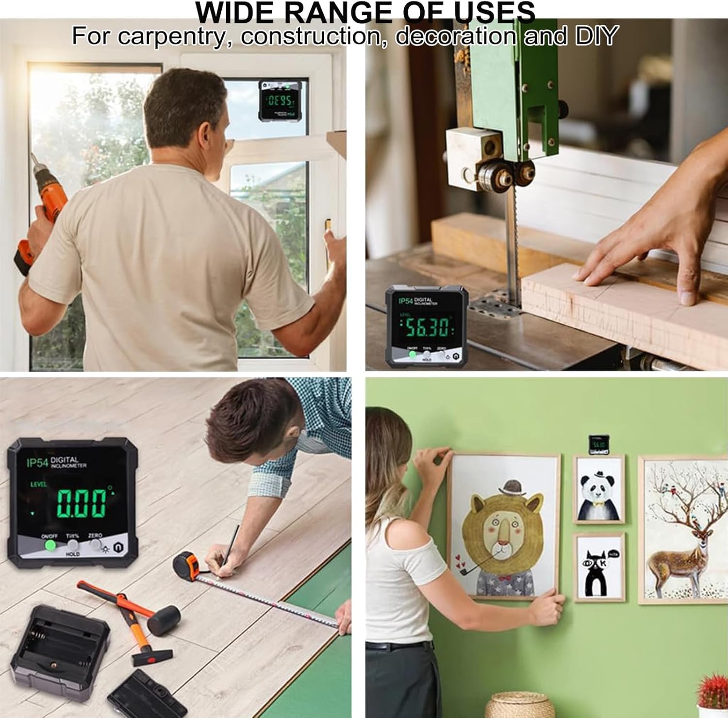 Inclinomètre Numérique OBEST - Plage 4x90° - Écran LCD Rétroéclairé - Magnétique - Étanche IP54 - Piles AAA Non Incluses - 5