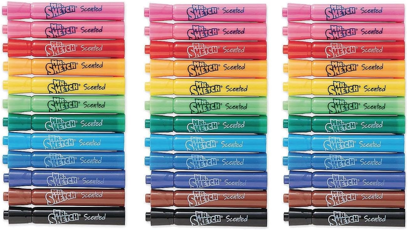 Mr. Sketch Scented Washable Markers Classroom Pack, Assorted, Chisel, 36/Pack