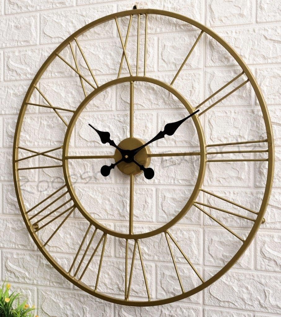 Hand-Crafted Metal Large Analog Wall Clock / 24 Inch (60 CM's) / VC-9023, gold
