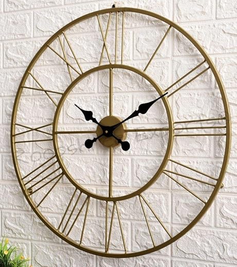 Vintage Handicraft Iron Art Ware/Handcrafted Decorative Brass Colour Wall Art Clock/VC-9023-S