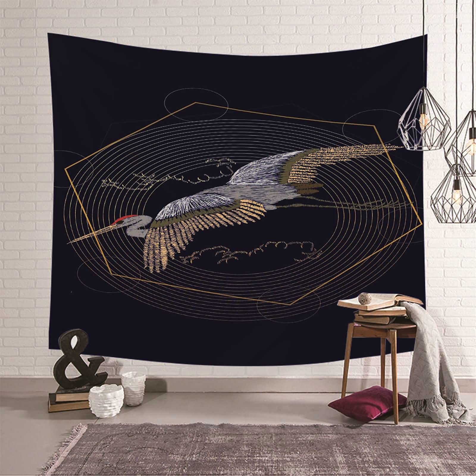 Tapiz de pared KnSam para ocultar imperfecciones con tela de poliéster negra de 150x130 cm