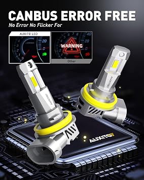 AUXITO H8 H9 H11 Light Bulbs, Direct H11 Replacement, 30000LM Fog Light, Mini Size, Pack of 2
