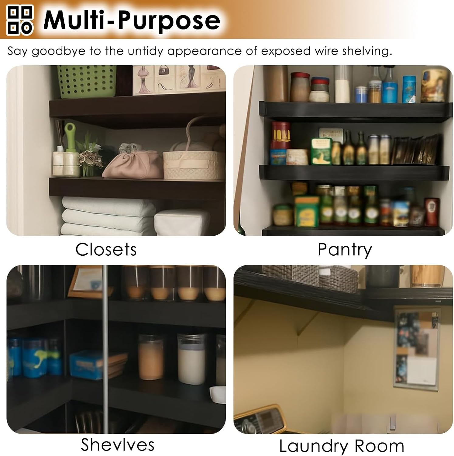 LZMZMQ 4 5 6 7 9 10 Sets Shelf Covers Wire Rack Cover for Pantry, Removable Wood Textured Cabinet Shelves Covering Toppers, Black PVC Composite Sheet(3 Sets,26x20x3in/66x51x8cm)