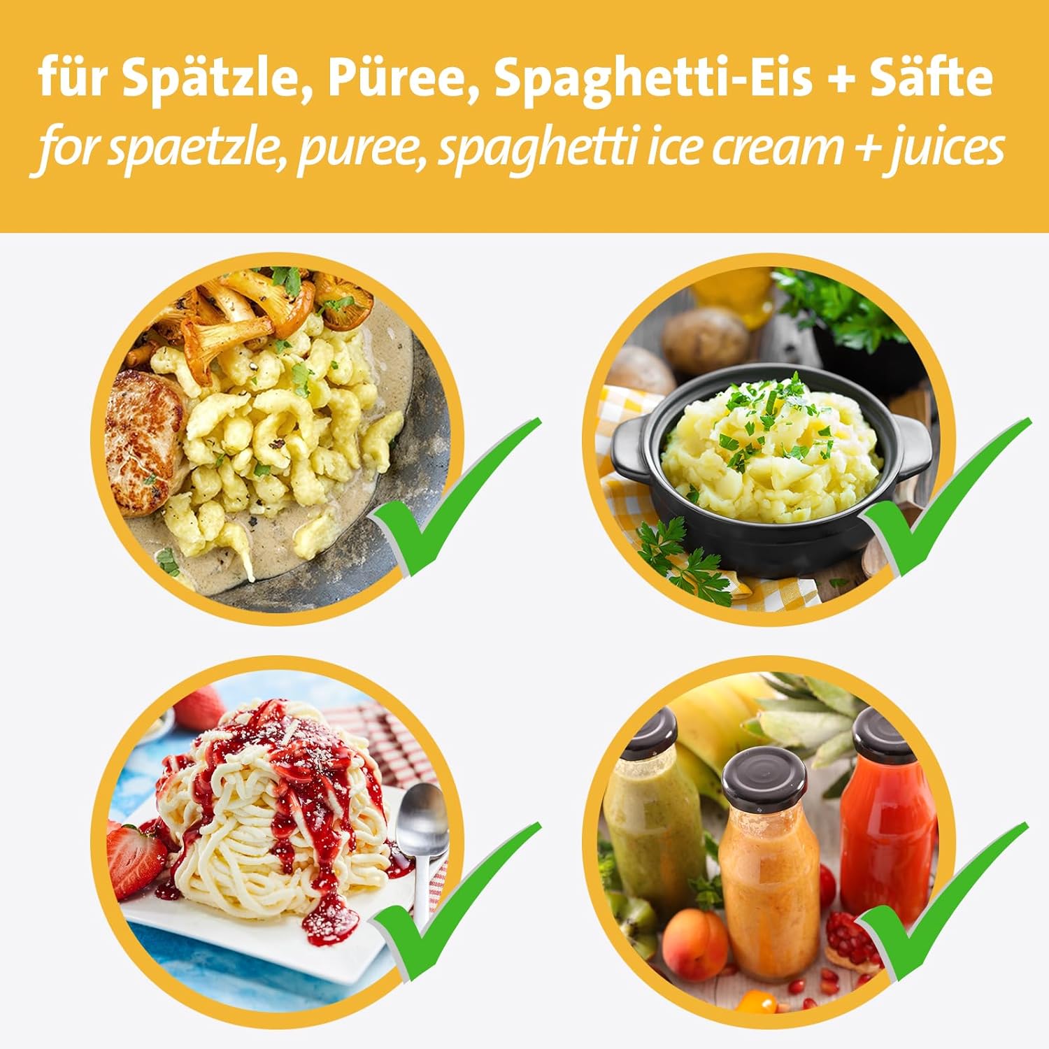 Westmark Spaetzle and Potato Press 1 Piece - Versatile Dough Press for Spaetzle, Mashed Potatoes and Spaghetti Ice Cream - White