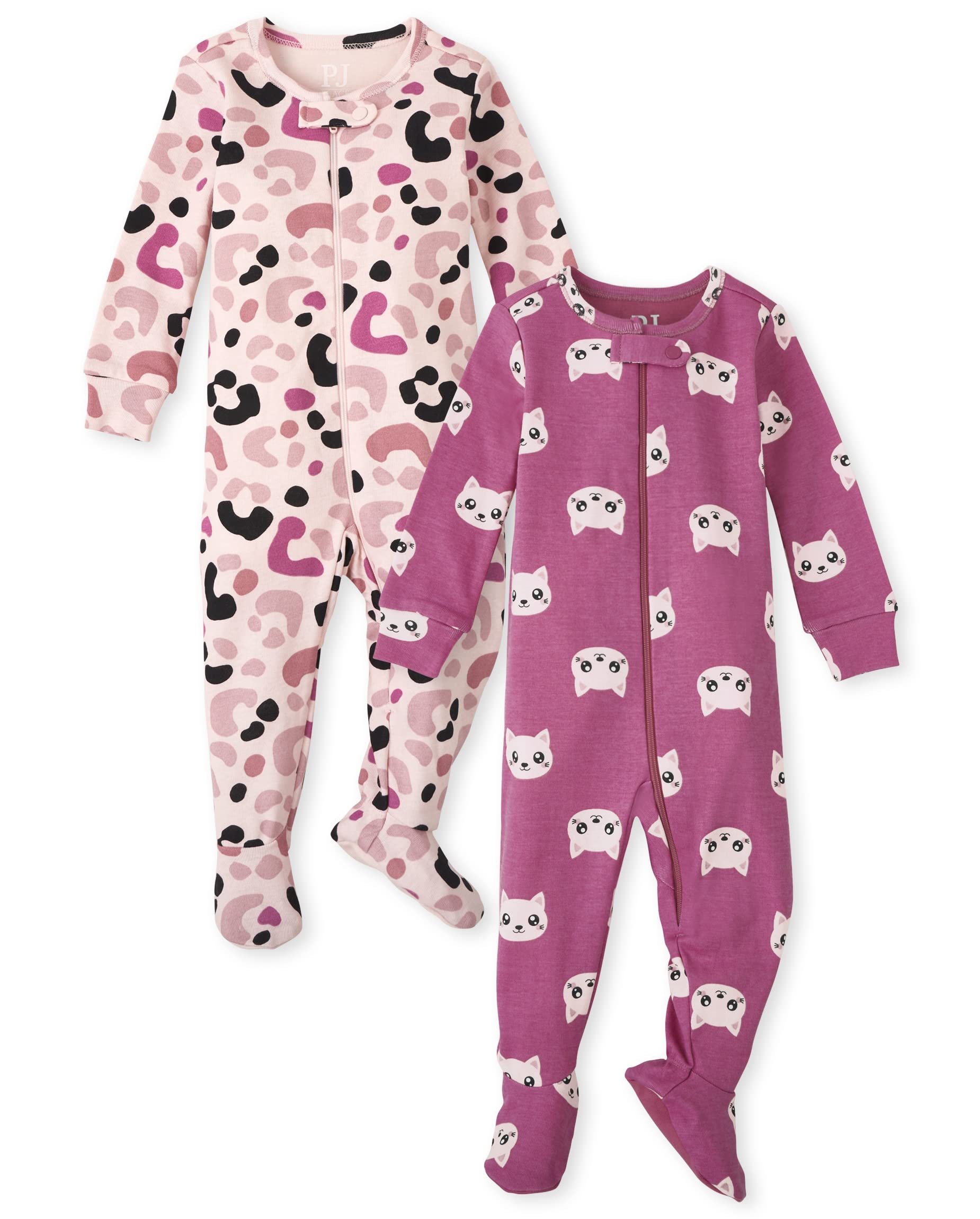 The Children's Place baby-girl and Toddler Long Sleeve Zip Up Footie Pajama  Leopard pack Baby Toddler Zip Sleeper 3-6 Months